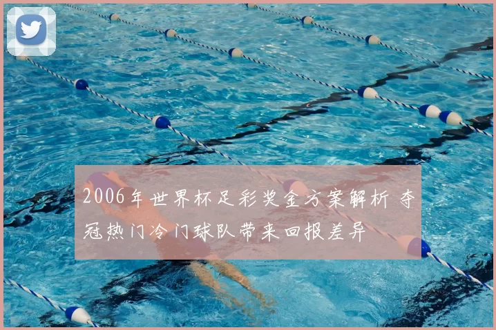 2006年世界杯足彩奖金方案解析 夺冠热门冷门球队带来回报差异